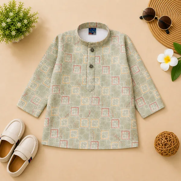 Taj_Boys_Ethnic_Kurta_Pajama_Set_Printed_Cotton_Kurta_with_White_Pajama