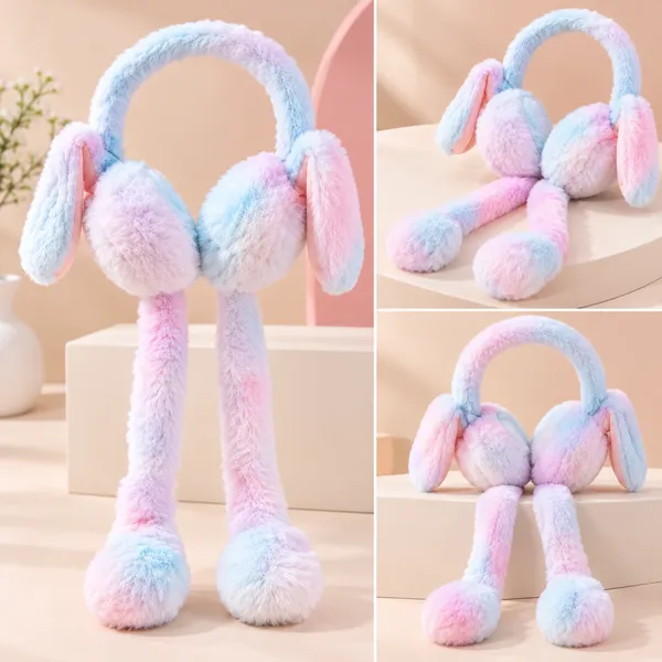 Cute_Moving_Bunny_Ears_Plush_Winter_Earmuffs_for_Kids_Soft_Rainbow_Fur_with_Squeeze_Tails