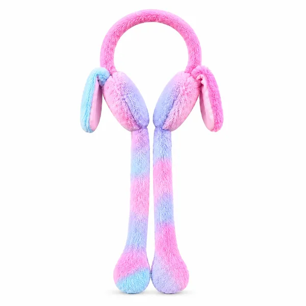 Cute_Moving_Bunny_Ears_Plush_Winter_Earmuffs_for_Kids_Soft_Rainbow_Fur_with_Squeeze_Tails