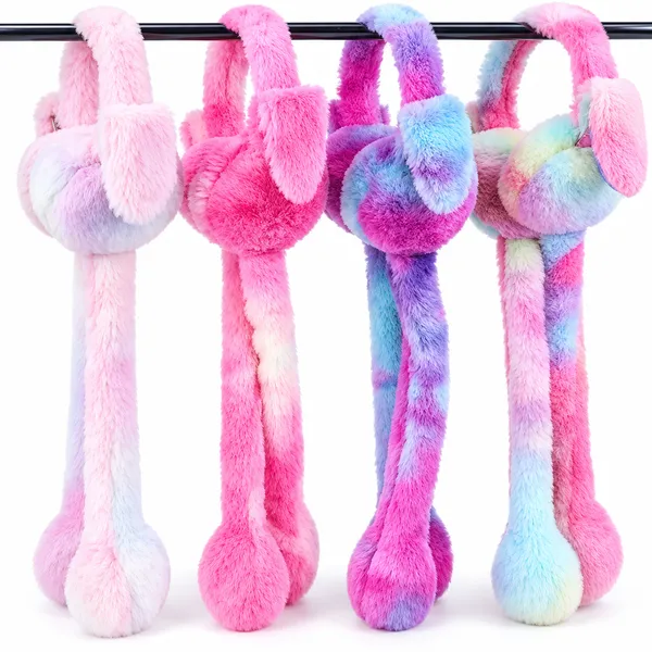 Cute_Moving_Bunny_Ears_Plush_Winter_Earmuffs_for_Kids_Soft_Rainbow_Fur_with_Squeeze_Tails