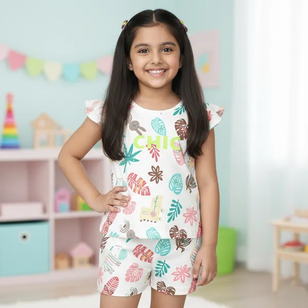 DOTS_GIRLS_CHIC_COLORFUL_TROPICAL_PRINT_TOP_&_SHORTS_CO-ORD_SET
