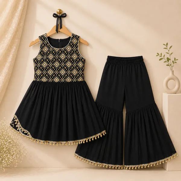 Girls_Embroidered_Peplum_Kurti_with_Sharara_Co-Ord_Set