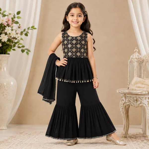 Girls_Embroidered_Peplum_Kurti_with_Sharara_Co-Ord_Set