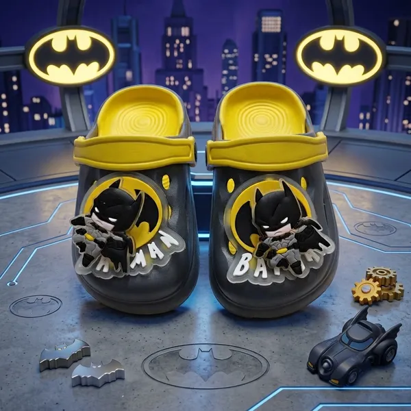 Kids_Lightweight_EVA_Clogs_|_Batman_Theme_Cartoon_Charm_Slip-On_Garden_Clogs_with_Adjustable_Back_Strap_for_Boys_&_Girls