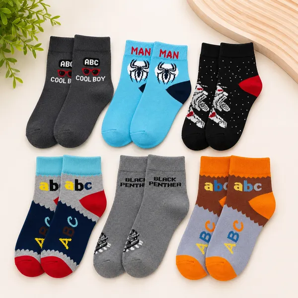 Kids_Assorted_Ankle_Socks_Pack_of_6_|_Soft_&_Breathable_Cotton_Blend_|_Everyday_Casual_Socks_|_Random_Design_(6_Pairs)