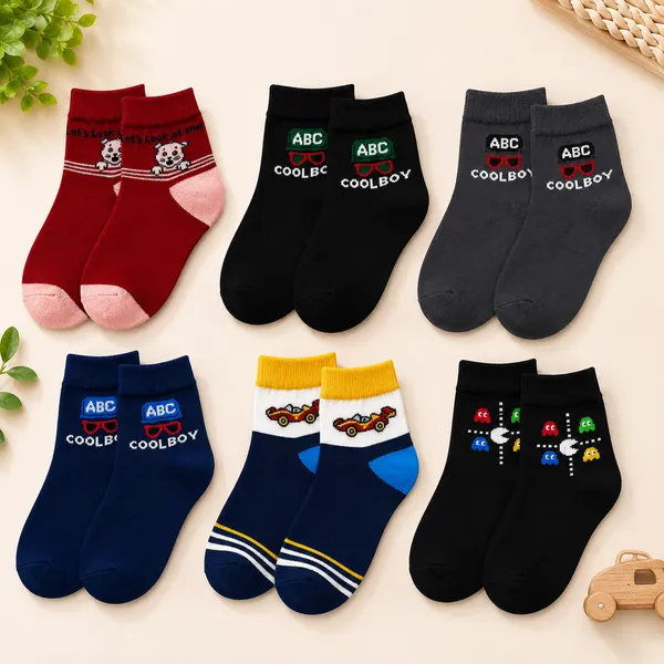 Kids_Assorted_Ankle_Socks_Pack_of_6_|_Soft_&_Breathable_Cotton_Blend_|_Everyday_Casual_Socks_|_Random_Design_(6_Pairs)