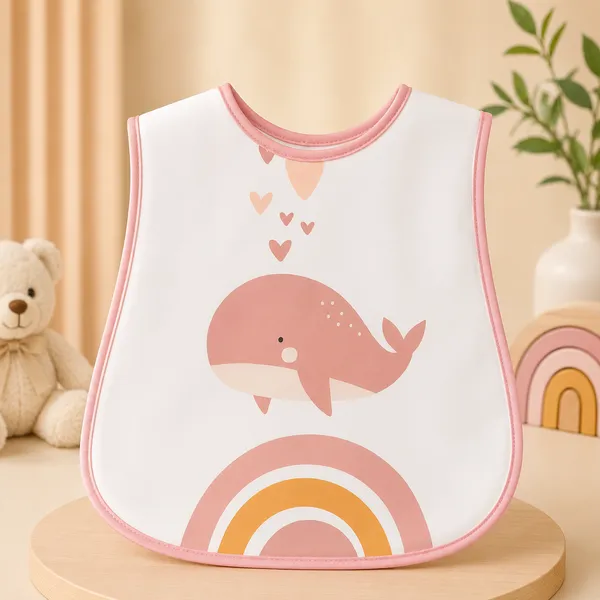 Waterproof_Baby_Feeding_Bib_with_Crumb_Catcher_Pocket_-_BPA-Free_Reusable_Mealtime_Bib_for_Babies_&_Toddlers_(Pink_Trim