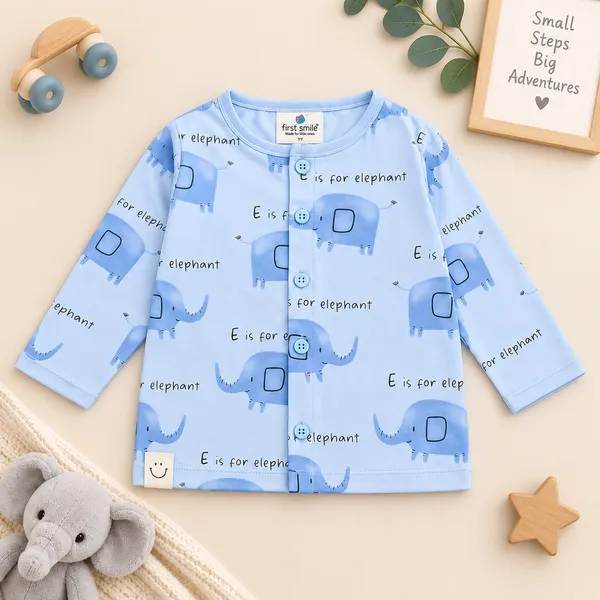 First_Smile_Baby_Unisex_Elephant_Print_Cotton_Night_Suit_Set