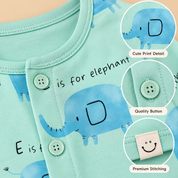 First_Smile_Baby_Unisex_Elephant_Print_Cotton_Night_Suit_Set
