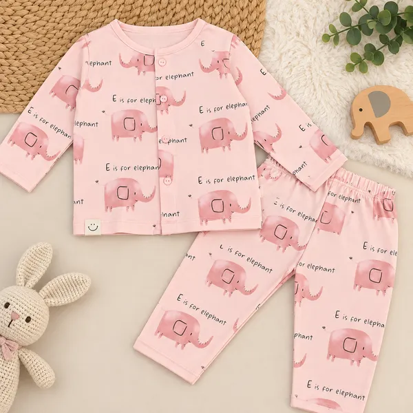 First_Smile_Baby_Unisex_Elephant_Print_Cotton_Night_Suit_Set