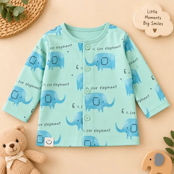 First_Smile_Baby_Unisex_Elephant_Print_Cotton_Night_Suit_Set