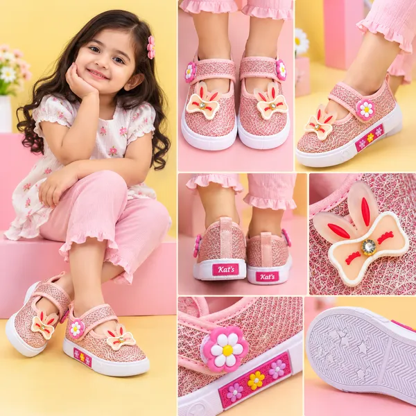 Girls_Pink_Butterfly_Bow_Velcro_Casual_Shoes