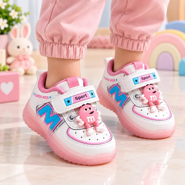 Girls_White_&_Pink_Sport_Shoes_with_Character_Design