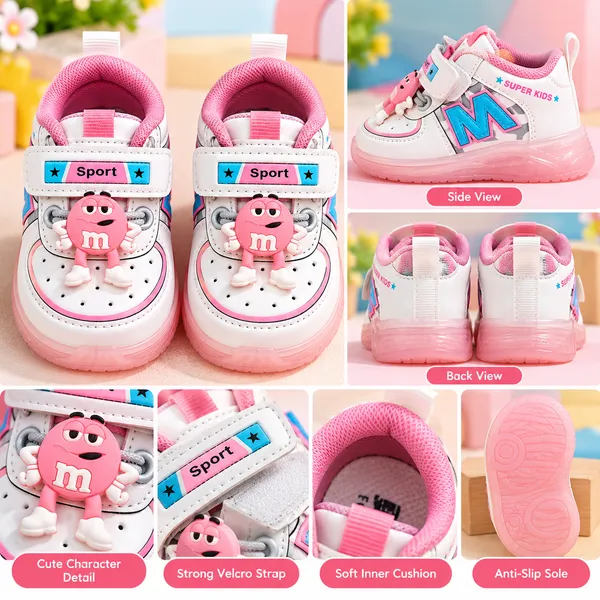 Girls_White_&_Pink_Sport_Shoes_with_Character_Design