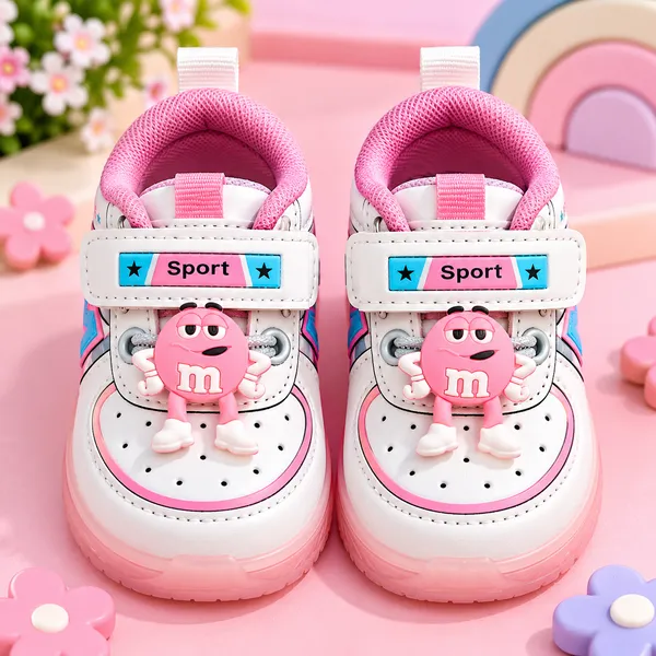Girls_White_&_Pink_Sport_Shoes_with_Character_Design