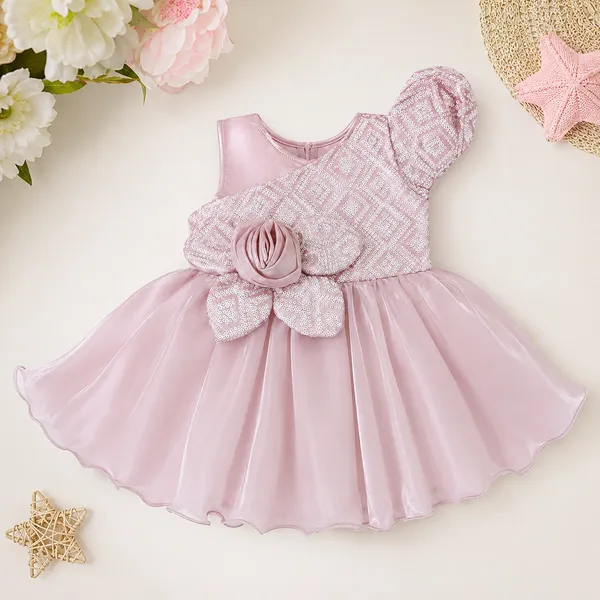 Girls_One_Shoulder_Floral_Party_Wear_Dress_|_Designer_Organza_Satin_Frock_for_Kids