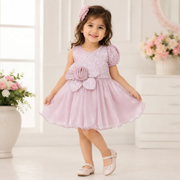 Girls_One_Shoulder_Floral_Party_Wear_Dress_|_Designer_Organza_Satin_Frock_for_Kids