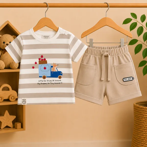 Ollypop_Kids_Cotton_Printed_Striped_T-Shirt_&_Solid_Shorts_Clothing_Set_|_Half_Sleeve_Round_Neck_|_Soft_&_Breathable_Summer_Co-ord_Set