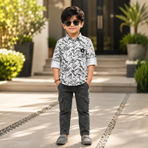 GUFFKID_GREY_LEAF_PRINT_SHIRT_&_GREY_PANT_SET
