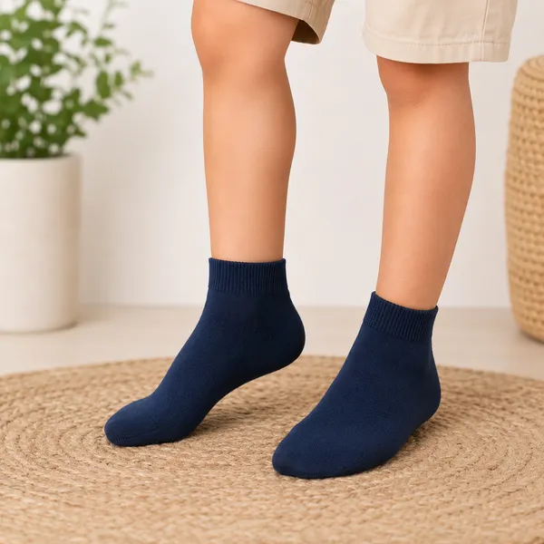 Kids_Navy_Blue_Cotton_Ankle_Length_Socks_(Pack_of_4)_|_Soft_&_Stretchable_Daily_Wear