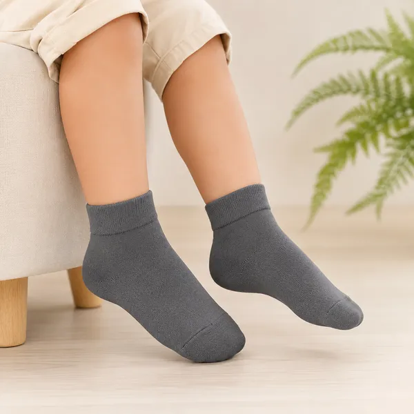Kids_Grey_Cotton_Ankle_Length_Socks_(Pack_of_6)_|_Soft_&_Stretchable_Daily_Wear