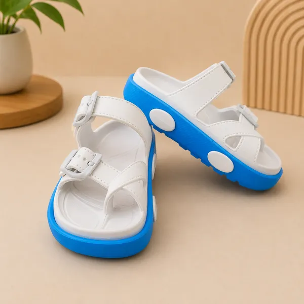 Kids_Double_Buckle_EVA_Sandals_|_Lightweight_Soft_Anti-Slip_Slip-On_Slides_|_Adjustable_Comfort_Sandals_for_Boys_&_Girls_|_White_&_Blue