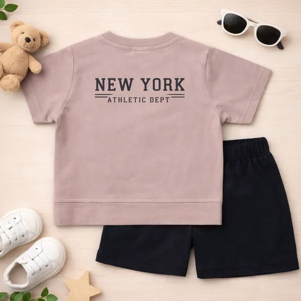 Tuffy_Boys_Cotton_Co-ord_Set_Denim_Core_NYC_Printed_T-Shirt_&_Shorts_Outfit