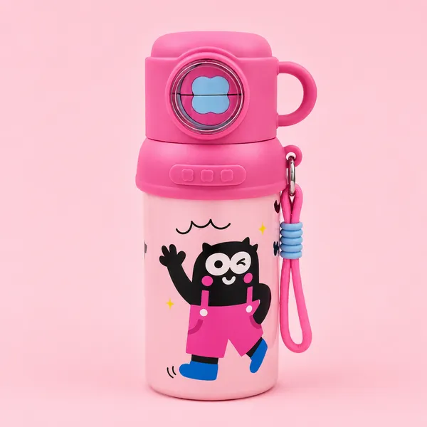 Cute_Cartoon_Kids_Water_Bottle_with_Silicone_Cover_&_Carry_Strap_|_Leakproof_School_Water_Bottle_for_Boys_&_Girls