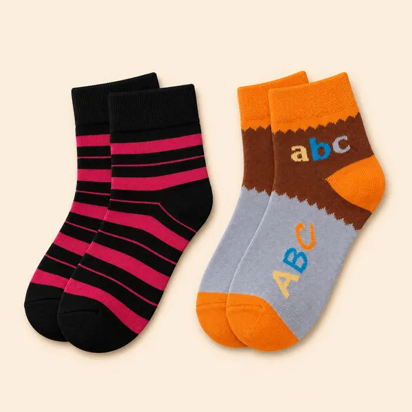 Kids_Assorted_Ankle_Socks_Pack_of_2_|_Soft_&_Breathable_Cotton_Blend_|_Everyday_Casual_Socks_|_Random_Design_(2_Pairs)