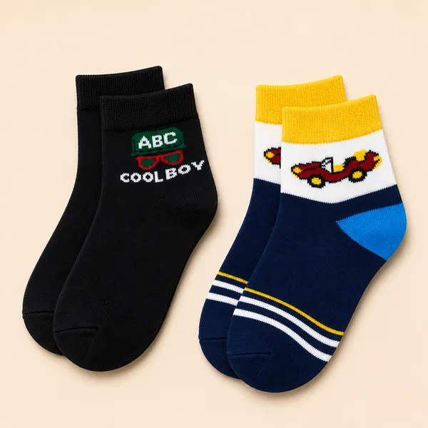 Kids_Assorted_Ankle_Socks_Pack_of_2_|_Soft_&_Breathable_Cotton_Blend_|_Everyday_Casual_Socks_|_Random_Design_(2_Pairs)
