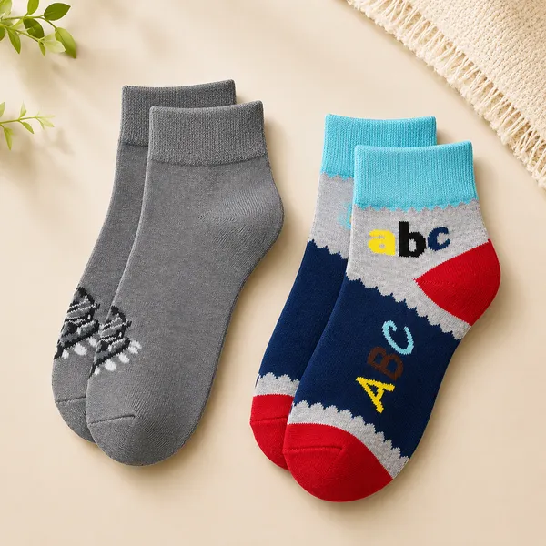 Kids_Assorted_Ankle_Socks_Pack_of_2_|_Soft_&_Breathable_Cotton_Blend_|_Everyday_Casual_Socks_|_Random_Design_(2_Pairs)