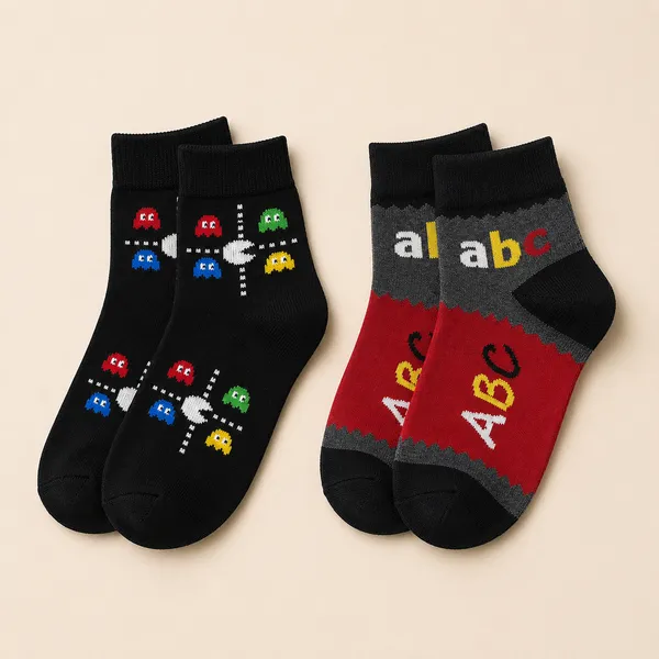 Kids_Assorted_Ankle_Socks_Pack_of_2_|_Soft_&_Breathable_Cotton_Blend_|_Everyday_Casual_Socks_|_Random_Design_(2_Pairs)