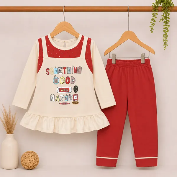 GUFFI_GIRLS_COTTON_TOP_AND_PANTS_SET_|_SOMETHING_GOOD_WILL_HAPPEN_PRINT_|_FULL_SLEEVES_FRILL_TOP_WITH_LEGGINGS