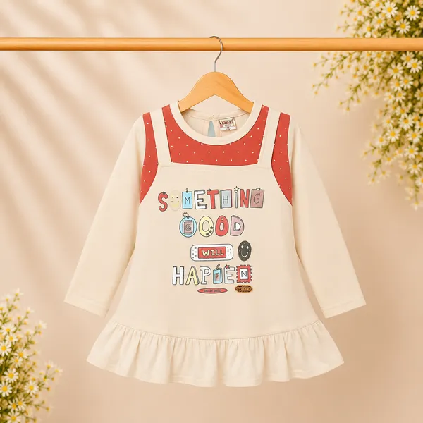 GUFFI_GIRLS_COTTON_TOP_AND_PANTS_SET_|_SOMETHING_GOOD_WILL_HAPPEN_PRINT_|_FULL_SLEEVES_FRILL_TOP_WITH_LEGGINGS