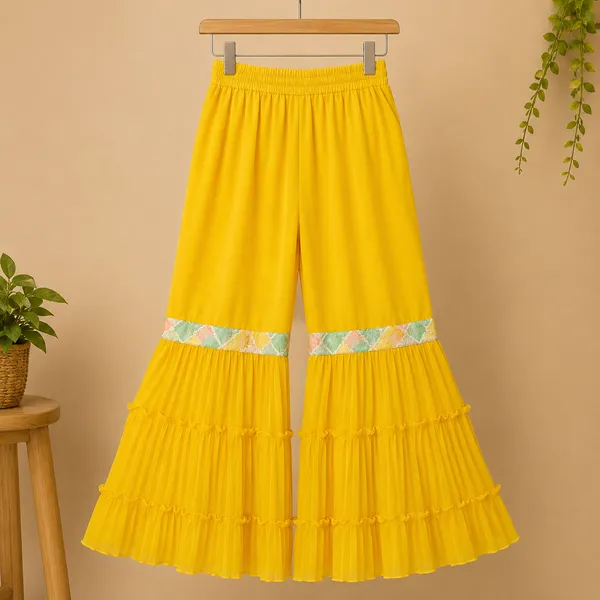 Girls_Pastel_Printed_Peplum_Kurti_with_Yellow_Tiered_Sharara_Pants_&_Dupatta_|_3-Piece_Ethnic_Party_Wear_Set