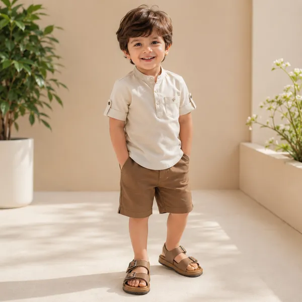 Kids_Unisex_Double_Buckle_Comfort_Sandals_|_Adjustable_Lightweight_Casual_Sandals_|_Soft_Cushioned_Anti-Slip_Daily_Wear_Footwear_|_Tan