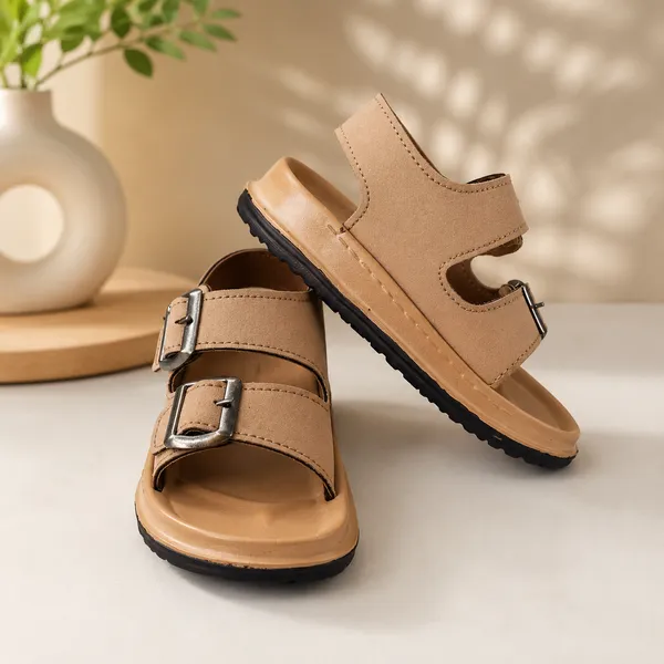 Kids_Unisex_Double_Buckle_Comfort_Sandals_|_Adjustable_Lightweight_Casual_Sandals_|_Soft_Cushioned_Anti-Slip_Daily_Wear_Footwear_|_Tan