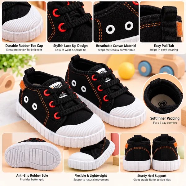 KIDS_BLACK_HIGH-TOP_LACE-UP_SHOES_WITH_ORANGE_STITCHING_&_WHITE_SOLE