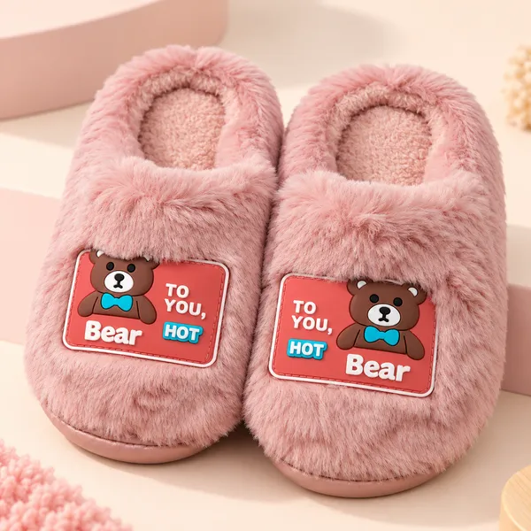 KIDS_FLUFFY_TEDDY_BEAR_WINTER_SLIPPERS
