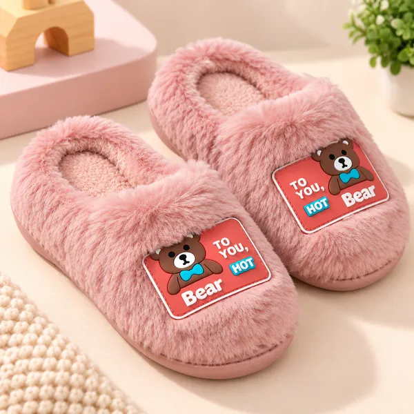 KIDS_FLUFFY_TEDDY_BEAR_WINTER_SLIPPERS