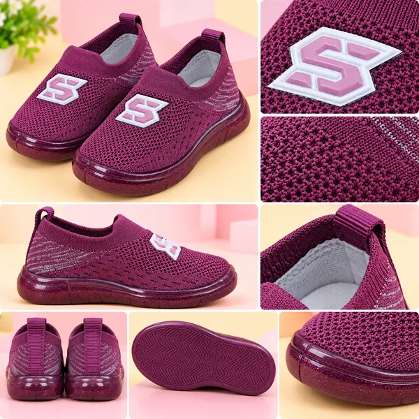 KIDS_MAROON_KNITTED_SLIP-ON_SHOES_WITH_SPORTY_LOGO