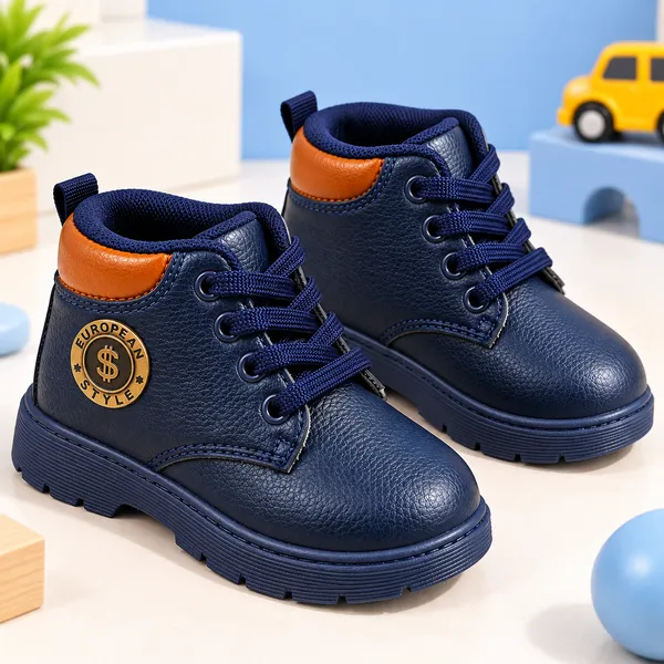 KIDS_NAVY_BLUE_HIGH-TOP_LACE-UP_BOOTS_WITH_ORANGE_DETAILING