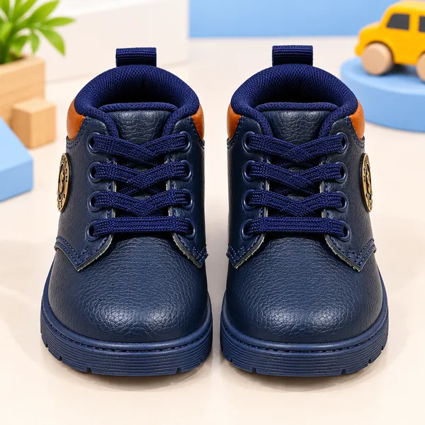 KIDS_NAVY_BLUE_HIGH-TOP_LACE-UP_BOOTS_WITH_ORANGE_DETAILING