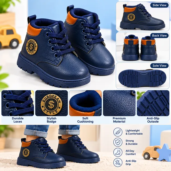KIDS_NAVY_BLUE_HIGH-TOP_LACE-UP_BOOTS_WITH_ORANGE_DETAILING