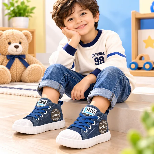 KIDS_NAVY_BLUE_HIGH-TOP_LACE-UP_SHOES_WITH_WHITE_TOE_CAP