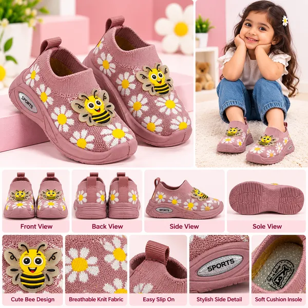 KIDS_PINK_KNITTED_SLIP-ON_SHOES_WITH_FLORAL_PRINT_&_BEE_DETAILING