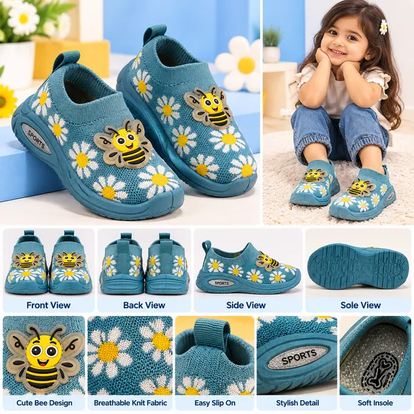 KIDS_SKY_BLUE_KNITTED_SLIP-ON_SHOES_WITH_FLORAL_PRINT_&_BEE_DETAILING