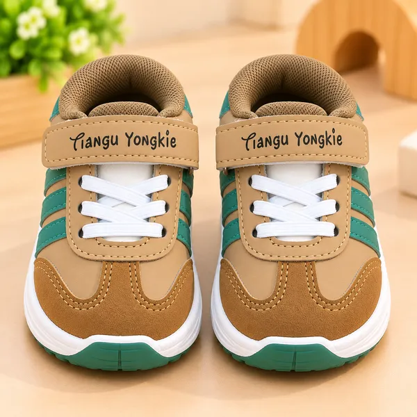 KIDS_TAN_&_GREEN_SPORTY_VELCRO_SNEAKERS