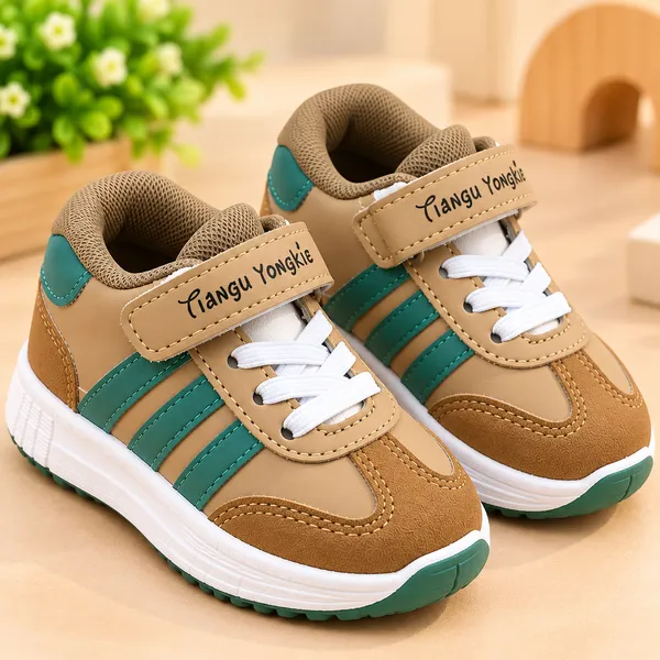 KIDS_TAN_&_GREEN_SPORTY_VELCRO_SNEAKERS