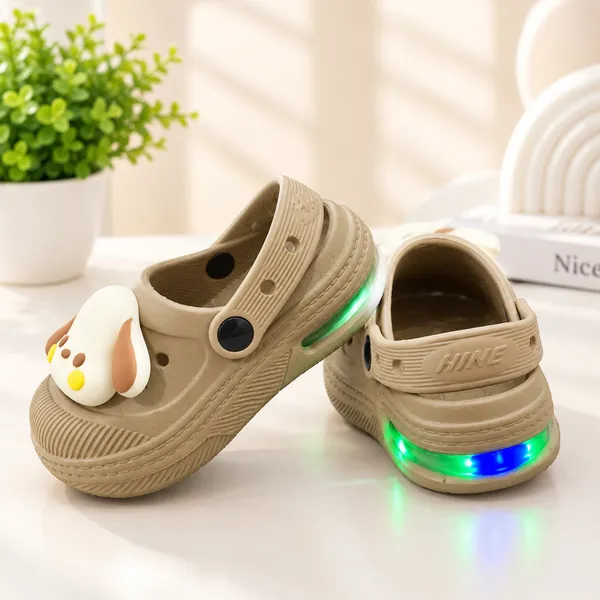 Kids_Beige_LED_Light-Up_EVA_Clogs_with_Cute_Puppy_Charm